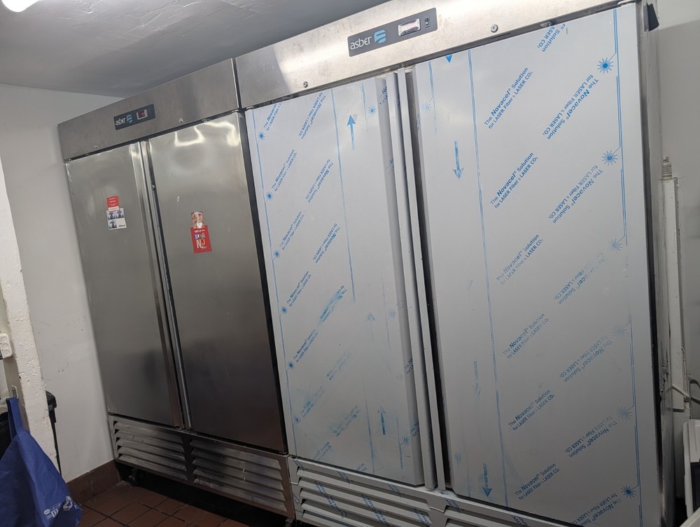 Asber 3 Door 3 Section Solid Door Reach-In Refrigerator