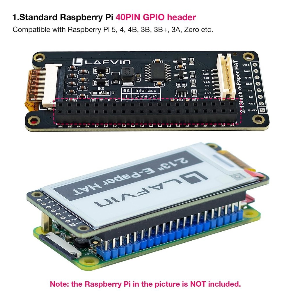 2.13inch E-Ink Paper HAT Display Module Electronic Whiteboard NVMe M.2 SSD PC...