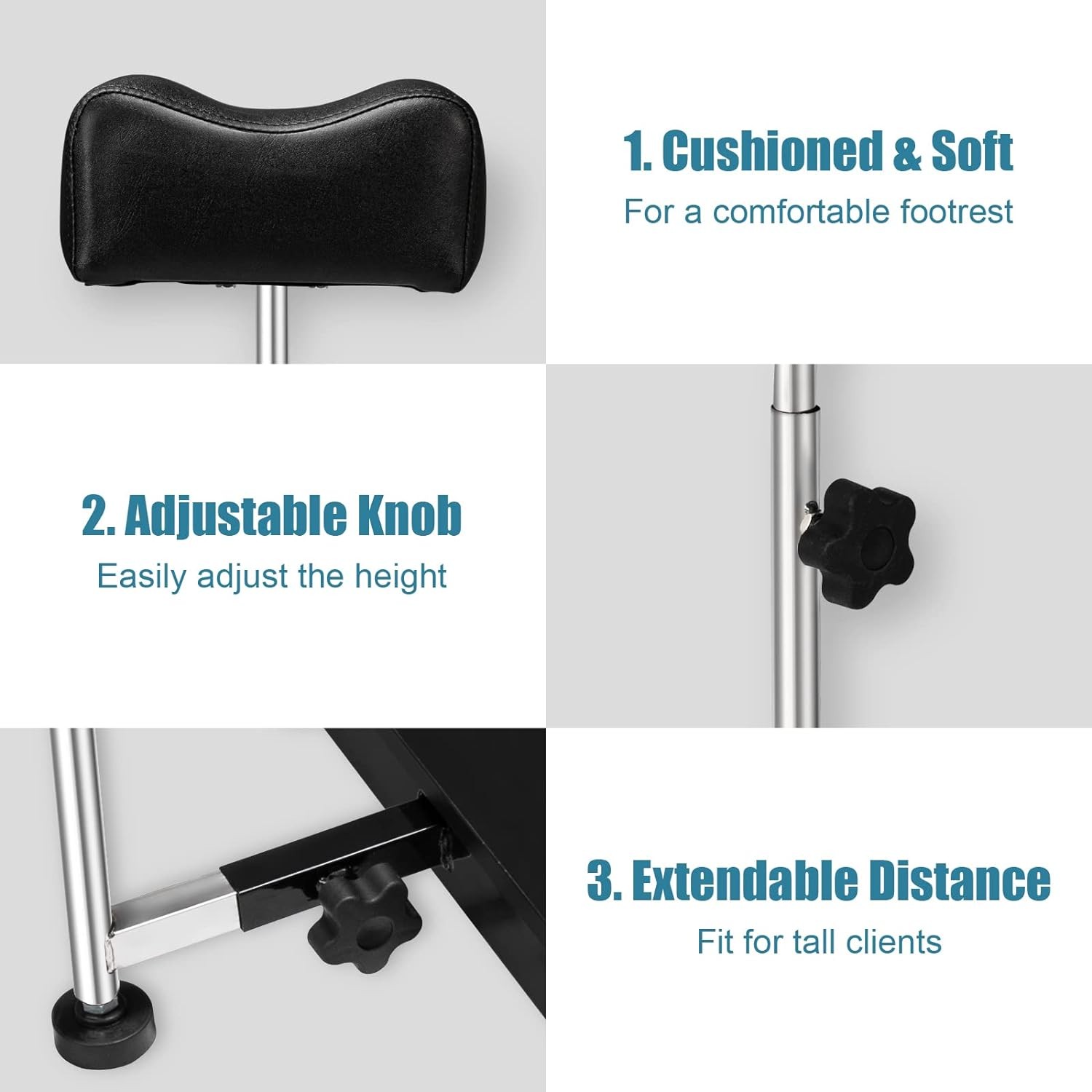 Pedicure Chair White with Stool & Bubble Massage Foot Bath, Hydraulic Pedi Chair