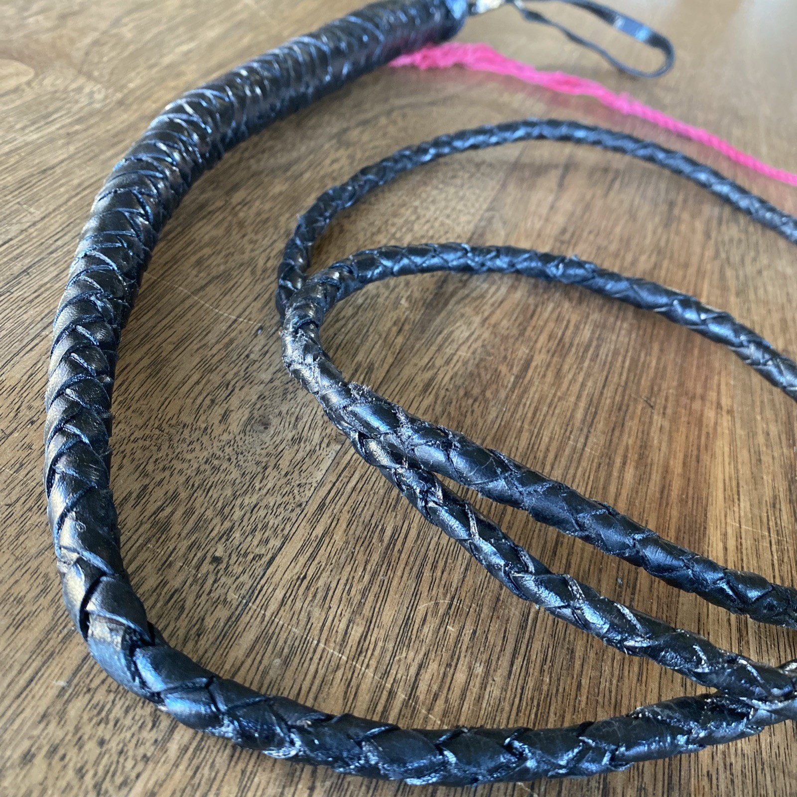 Leather Bull Whip Black 6+ Feet Genuine Cow Hide Equestrian Bullwhip