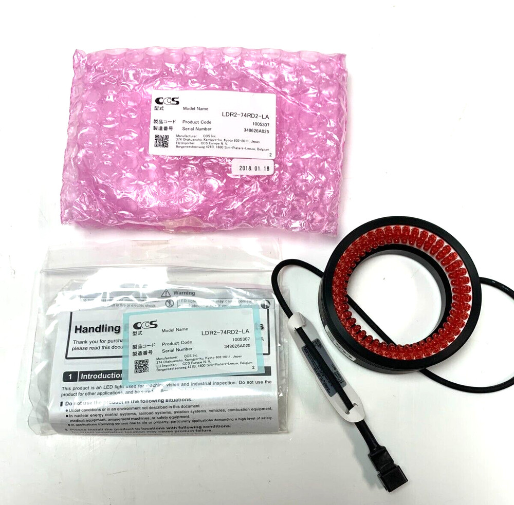 NEW! CCS, LDR2-74RD2-LA, Machine Vision Ring Light, Red 24VDC
