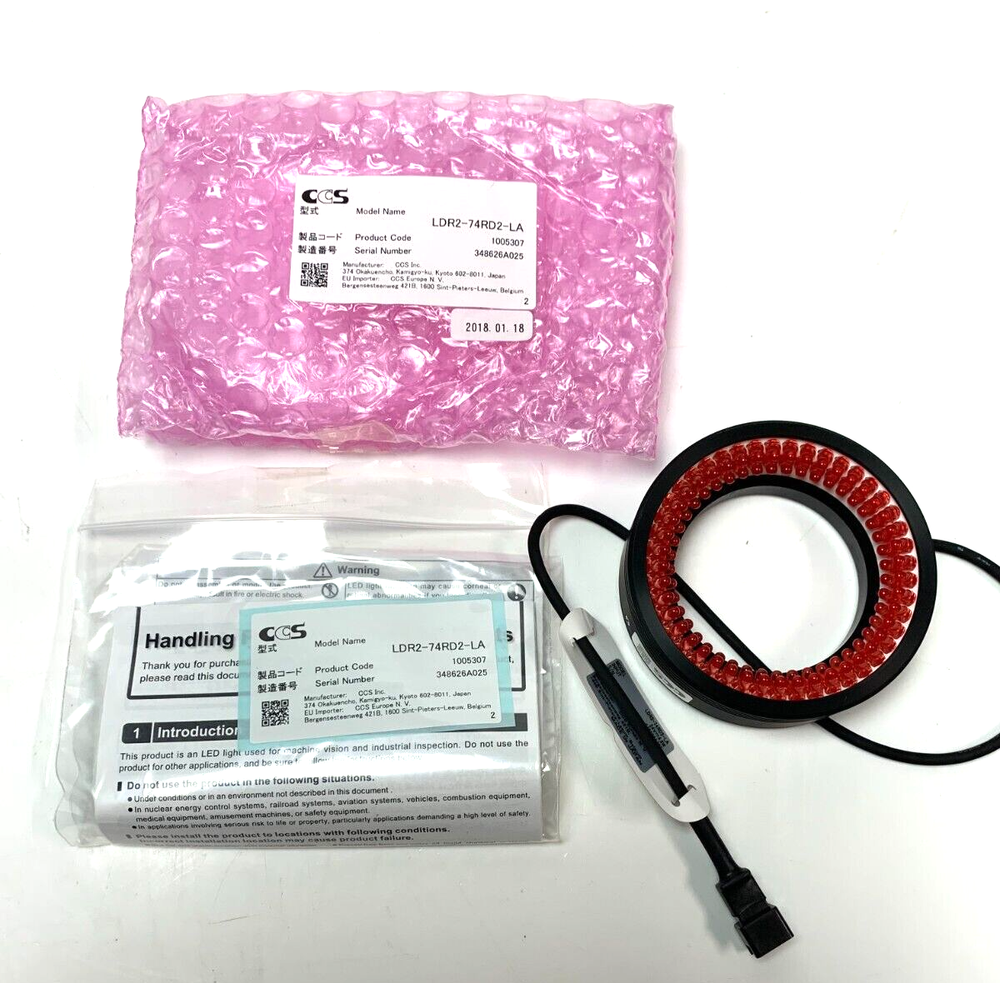 NEW! CCS, LDR2-74RD2-LA, Machine Vision Ring Light, Red 24VDC