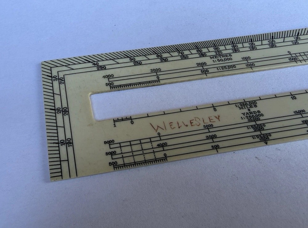 Vintage Original WW2 Ivorine 6" Rectangular Protractor Mk IV Map Measuring Tool