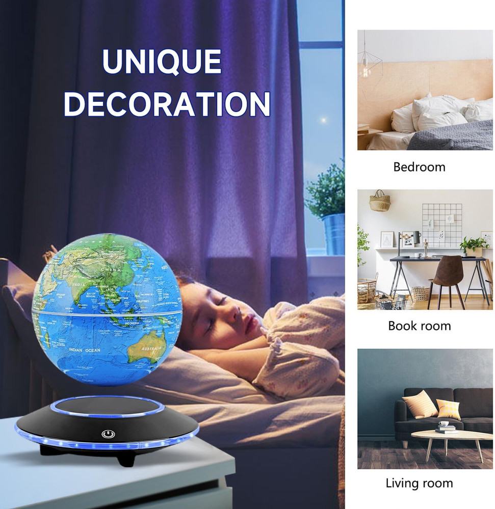 Levitating Globe with Multi-Color Changing LED Light, Magnetic Floating World Ma