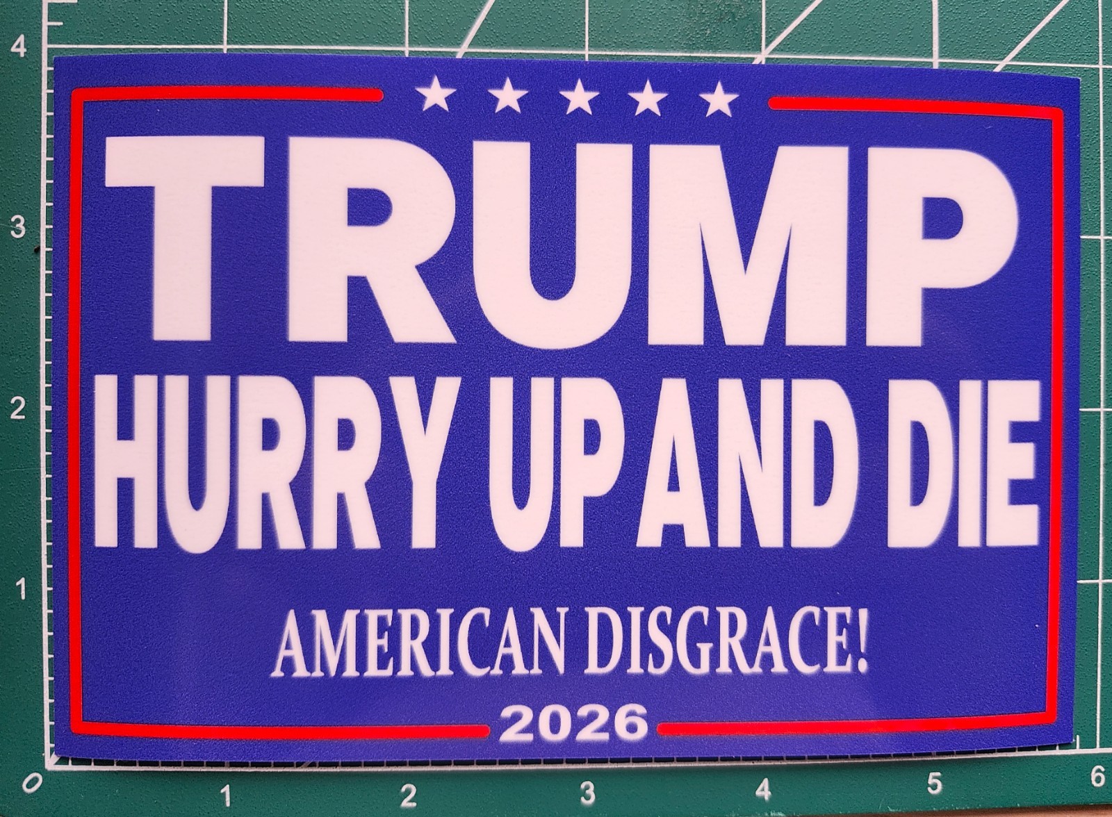 HURRY UP AND DIE - vinyl ANTI TRUMP POLITICAL BUMPER FUNNY STICKER ICE