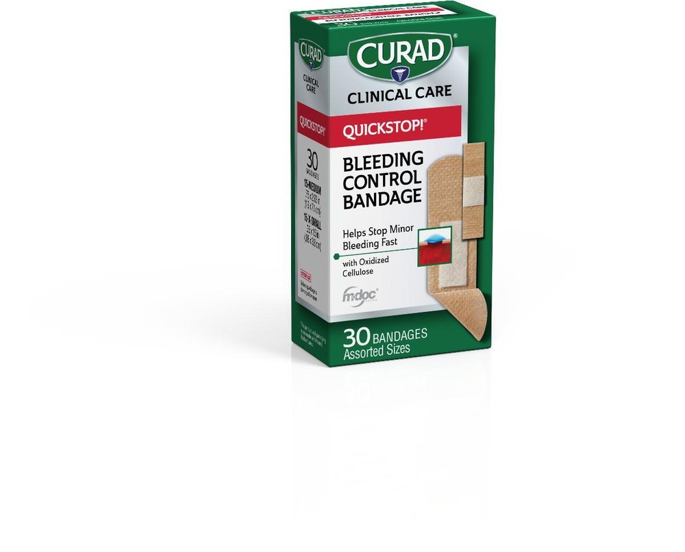 CURAD Flex-Fabric Bandages with QuickStop! Assorted Sizes, Box