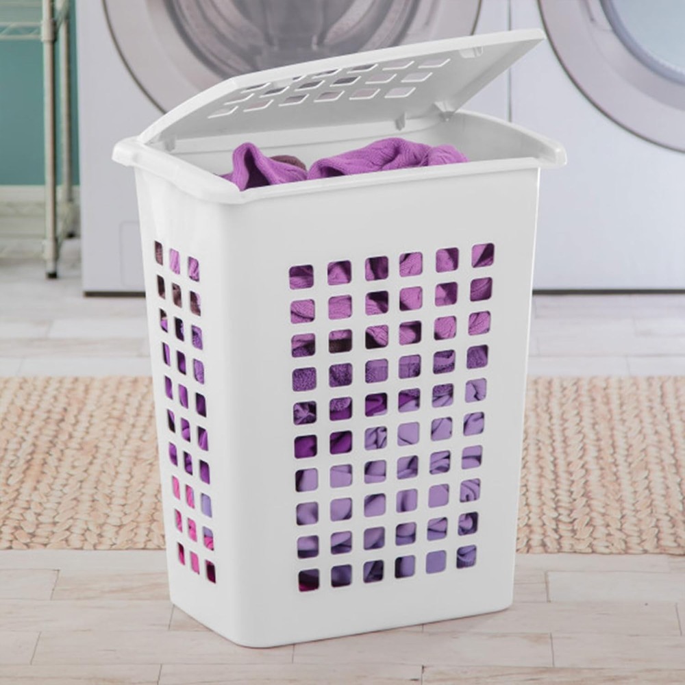 Rectangular LiftTop Laundry Hamper W/ Lid Handles to Easily Carry Clothes