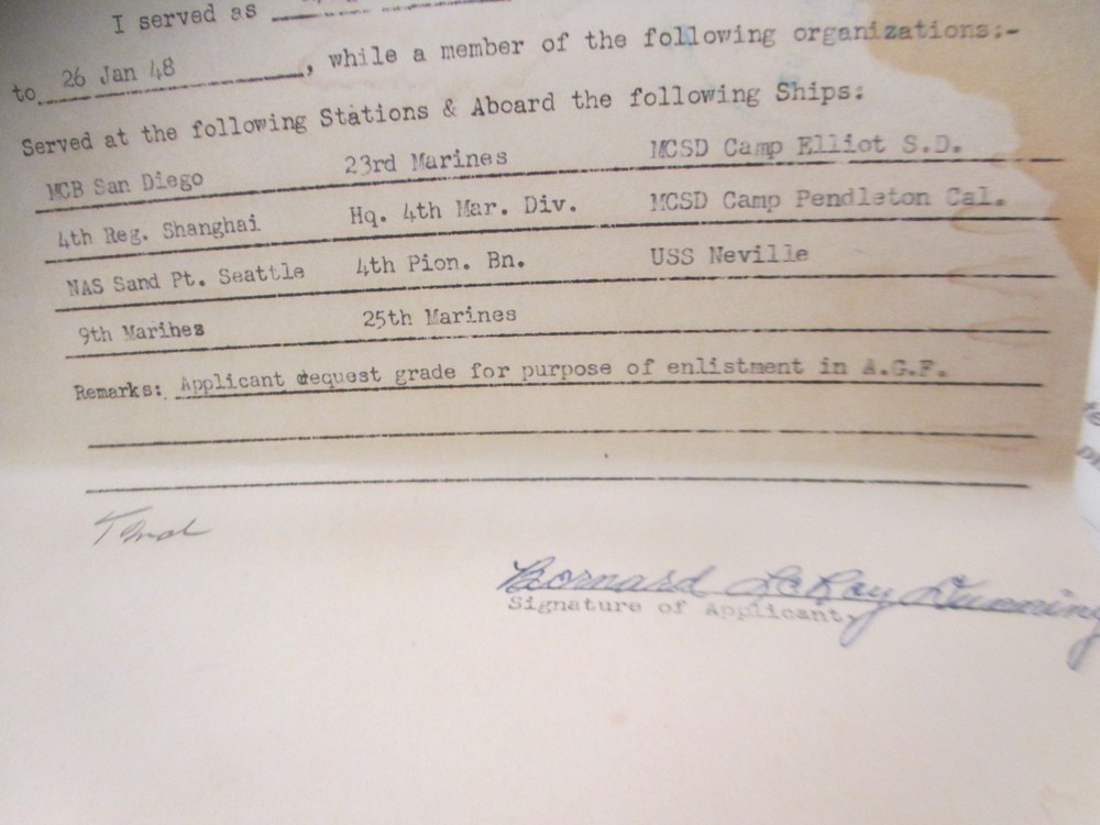 WWII Discharge Papers USMC Leather Case