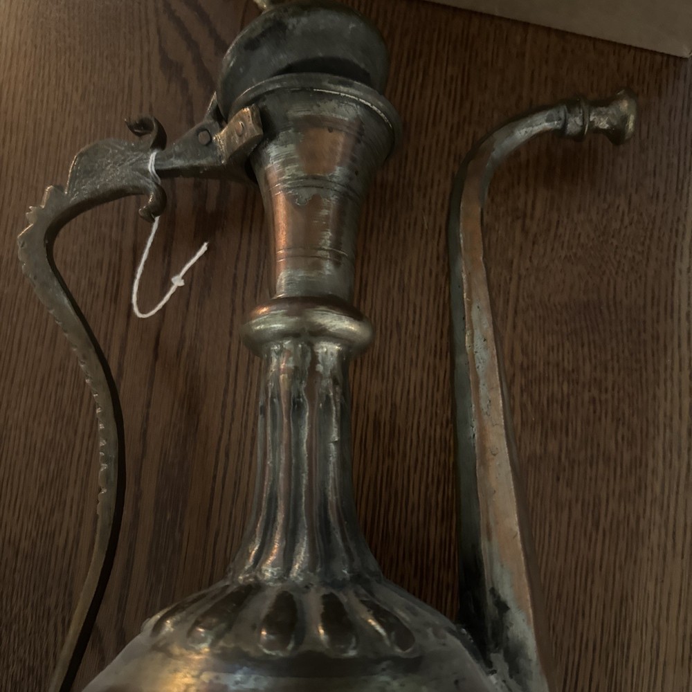 Antique Etched Ewer | Pitcher | Middle Eastern | Tinned Copper Ewer