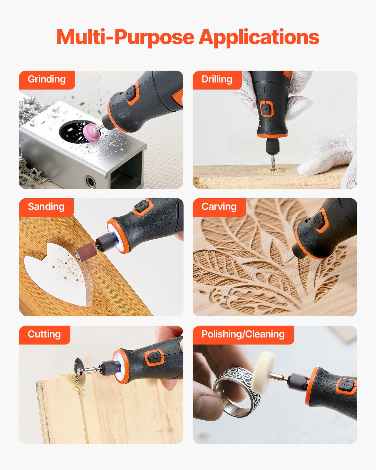 VEVOR 73-Piece Cordless Rotary Tool Kit DC4V 5 Adjustable Speeds 7000-20000 RPM