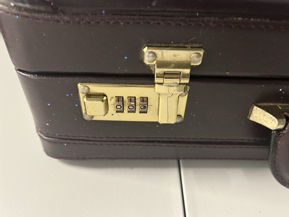 Heritage Burgundy Expandable Leather Attache Locking Combination Briefcase