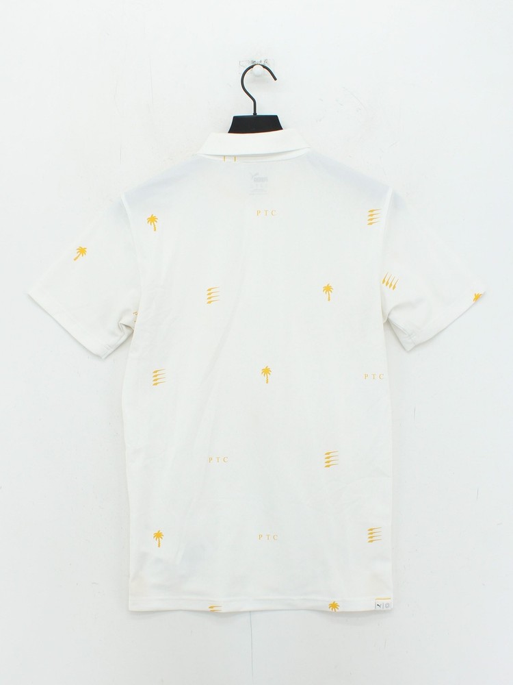Puma Men's Polo XS White Graphic 100% Polyester Collared Basic