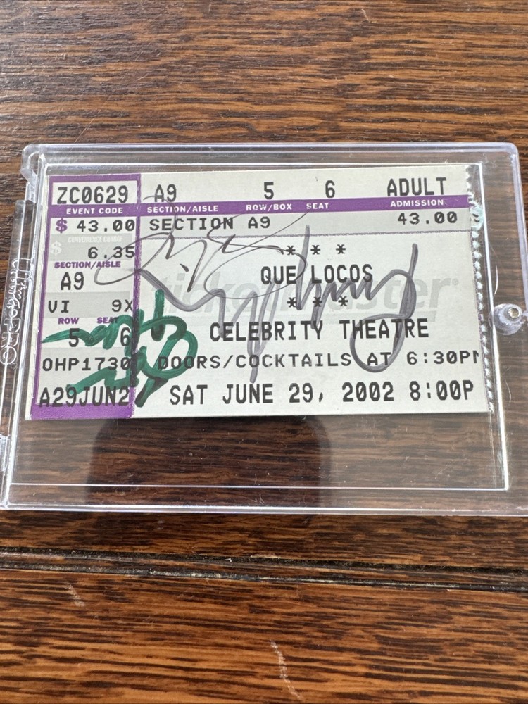 Que Locos Concert Signed Ticket June 2002