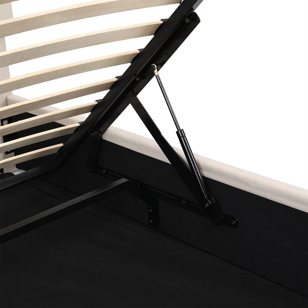 Queen Size Bed Frame Upholstered Platform Bed with Hydraulic Storage System
