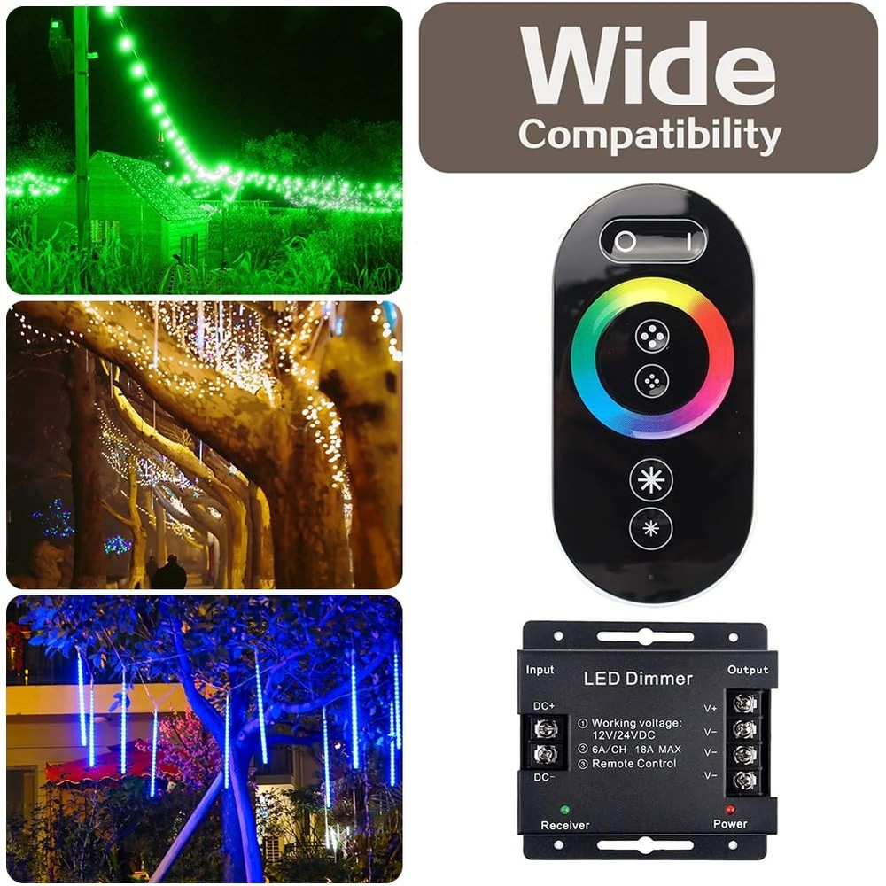 RGB LED Dimmer Switch RF Remote Controller PWM DC 12V24V 18A Strip Light