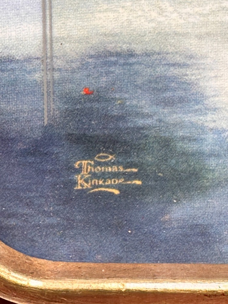 Thomas Kinkade Bradford Exchange Framed Ceramic Tray Set 1998 Pair