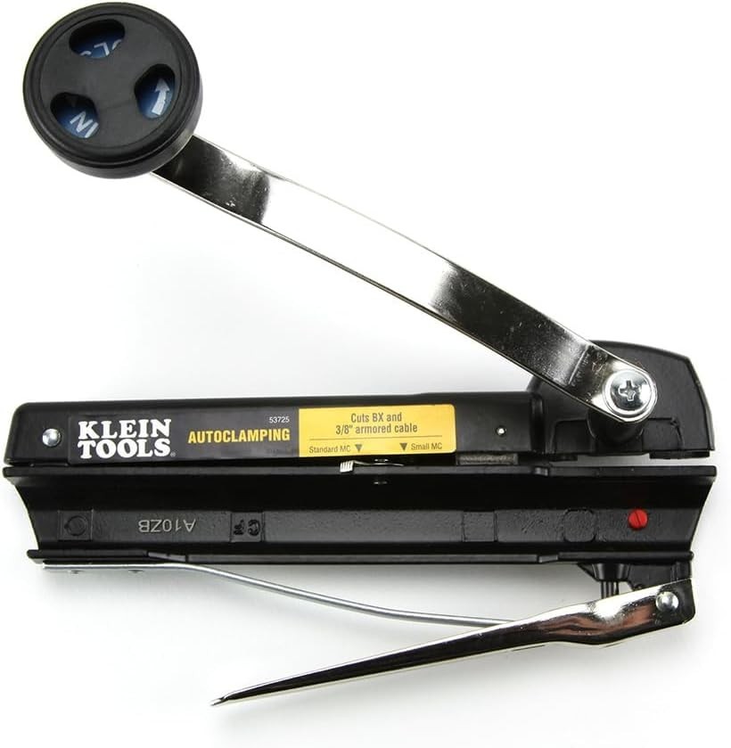 Professional BX Armored Cable Cutter with Blade Storage - Hand Powered Black