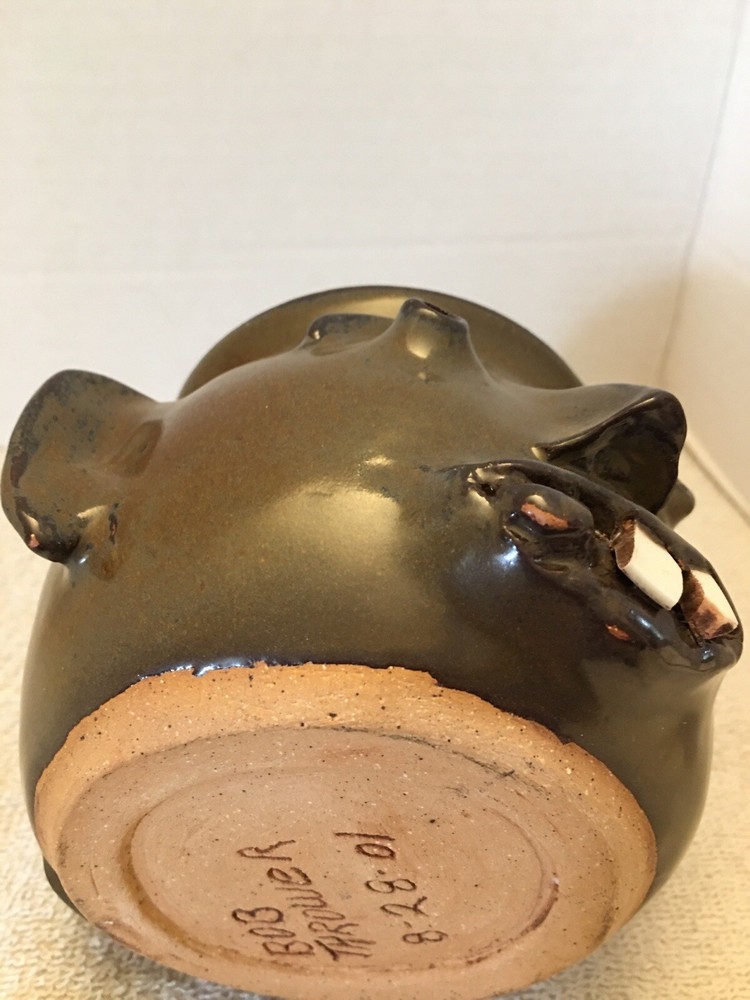 Face Pottery Decor Piece / Planter Artist Signed & Dated 2001