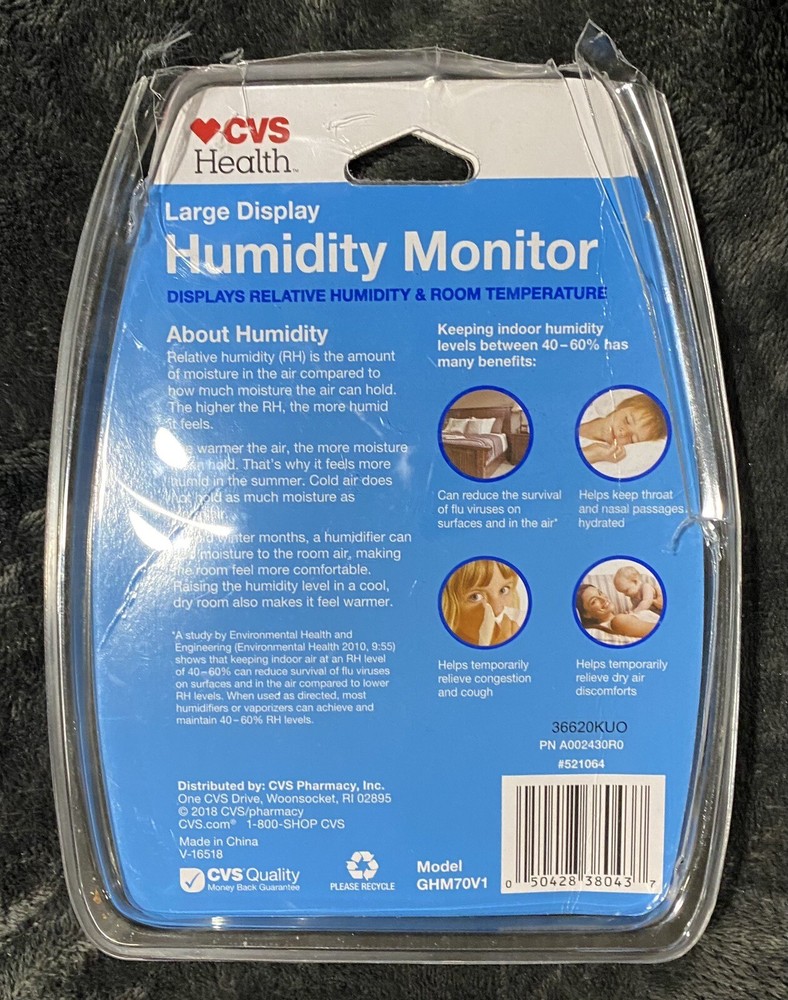Digital Thermometer Hygrometer CVS Temp Humidity Display Large Screen Indoor
