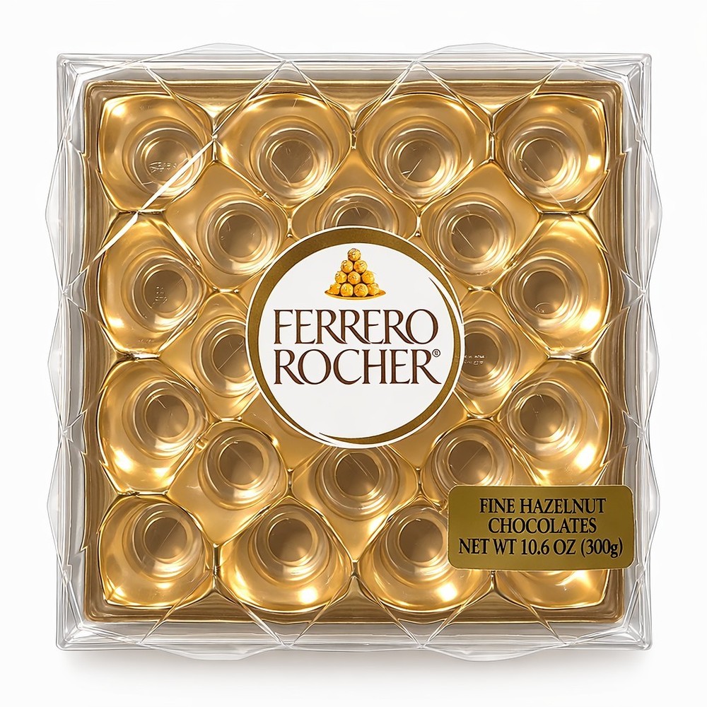 Empty Ferrero Rocher 24 Count Chocolate Box Clear Plastic Gift Container Clean