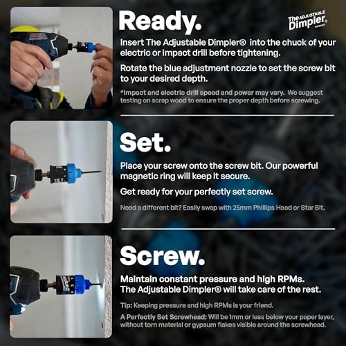Adjustable Drywall Bit & Screw Gun Attachment - Converts Drill, Magnetic Bit Hol
