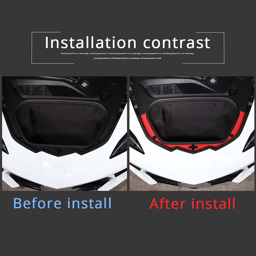Front Trunk Edge Trims Stainless Steel Red 4pc for Corvette C8 2020+