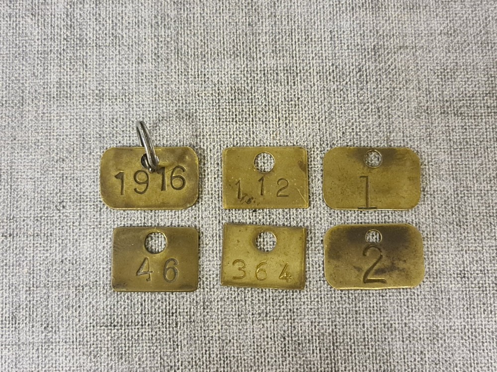 Selection of Vintage Brass Mining Tags