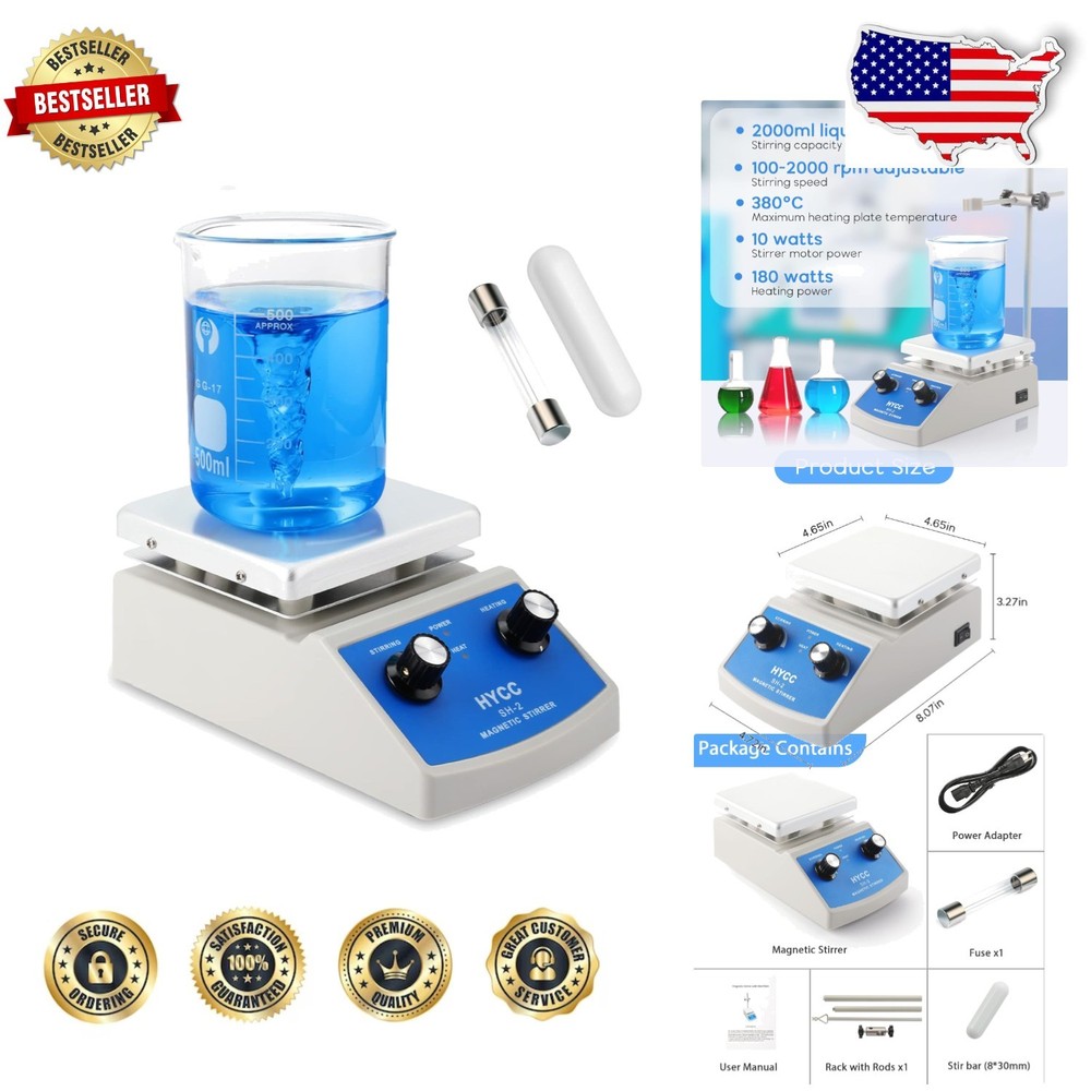 Lab Magnetic Stirrer Hot Plate 716F, 2000RPM, 2000mL, Powerful Heating, Durable