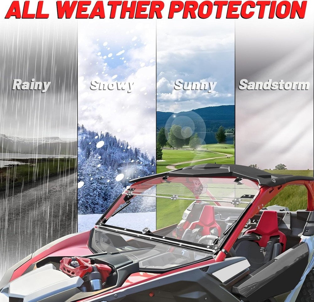 Front X3 Flip Windshield Scratch Proof Full Windshield Compatible With Can-Am
