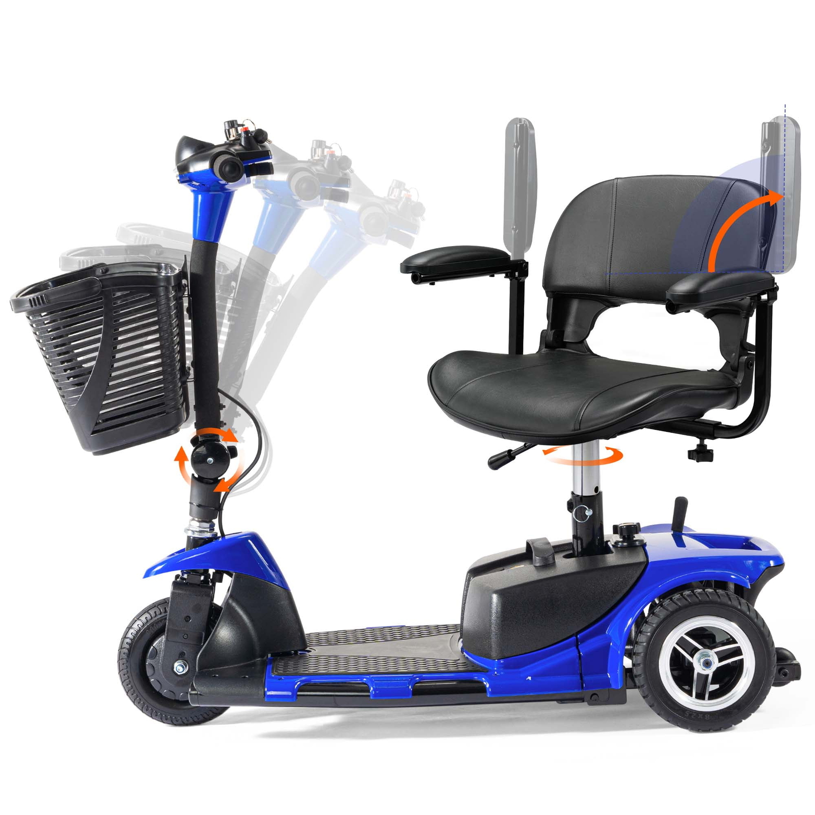 3 Wheel Folding Mobility Scooter Power Wheel Chairs Electric Long Range Portable
