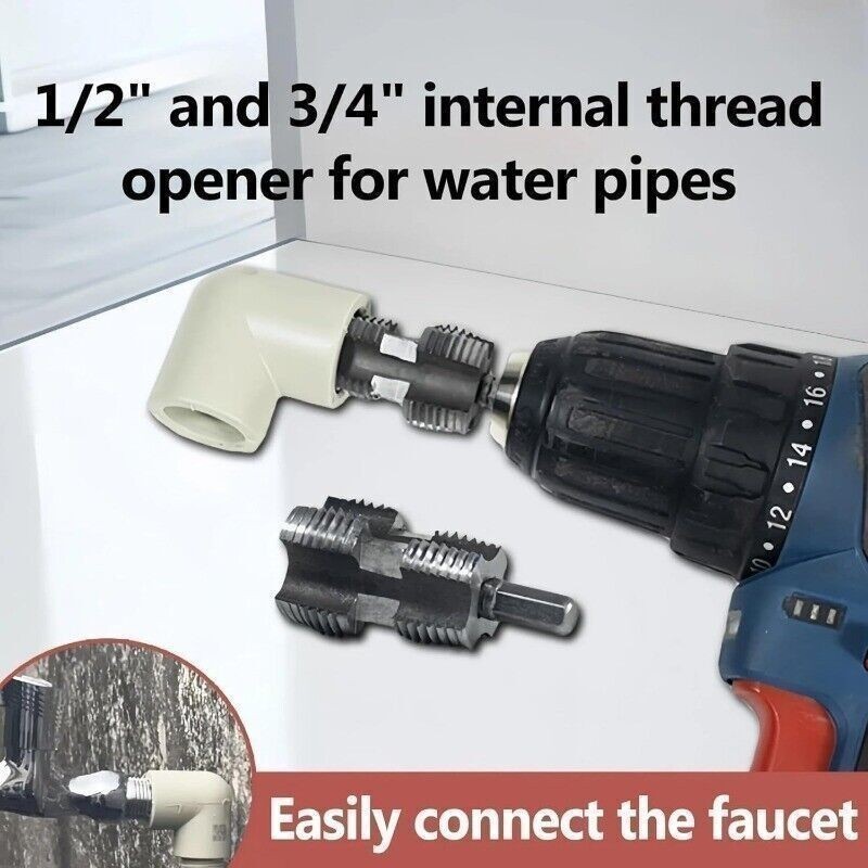 Electric Drill Compatible PVC Pipe Threader Kit with Various Die Sizes USA