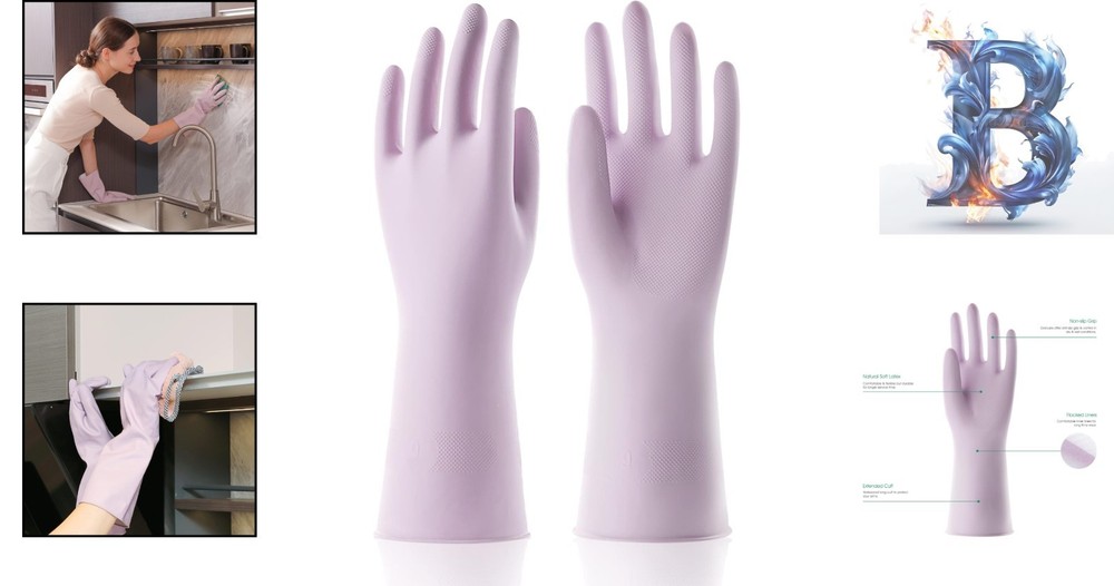 Eco-Friendly Medium Cleaning Gloves with Soft Lining & Secure Non-Slip Grip