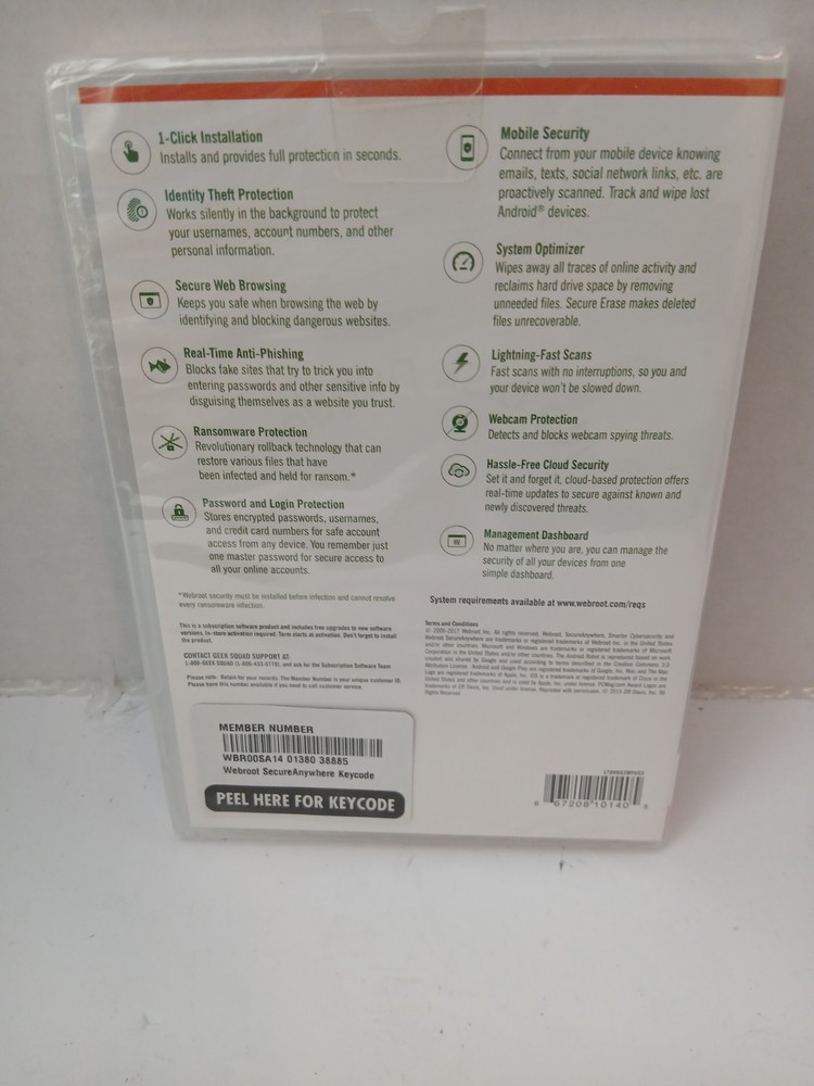 Webroot Secure Anywhere Internet Security w Antivirus PC Mac Mobile 3 Device New