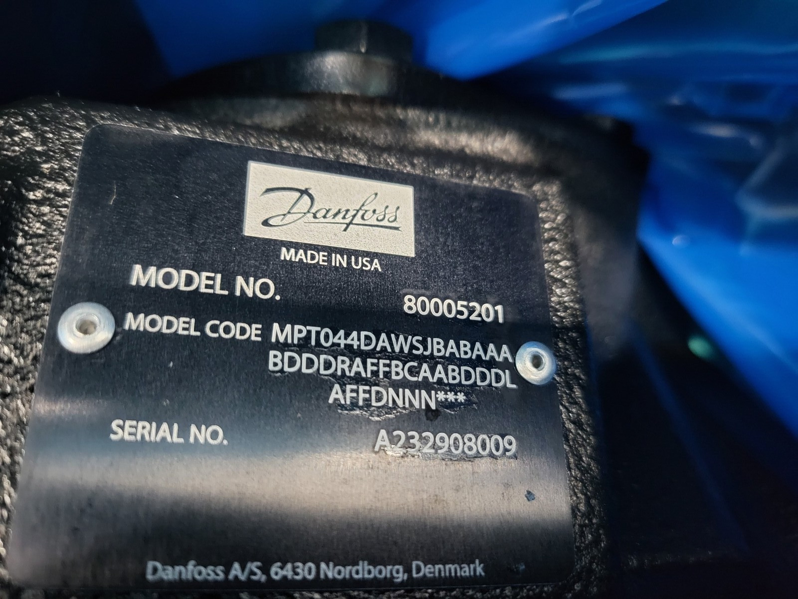 Tandem Danfoss MPT044DAWSJBABAAA Hydraulic Axial Piston Pump Series 40