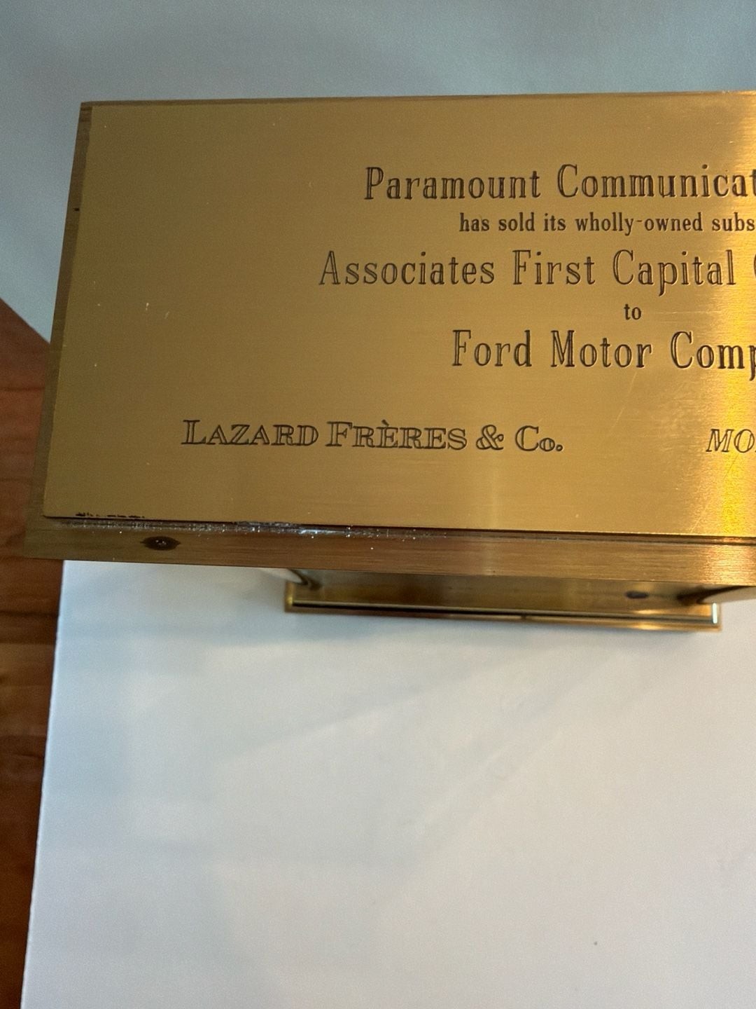 Rhonda Style Brass Skeleton Movement Mantel Clock with Corporate Commemorative P