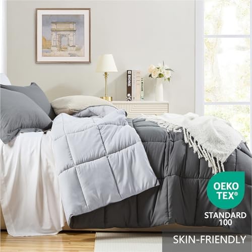 Queen Comforter Set Grey, Comforters Queen Full / Queen 01-gray/Light Grey