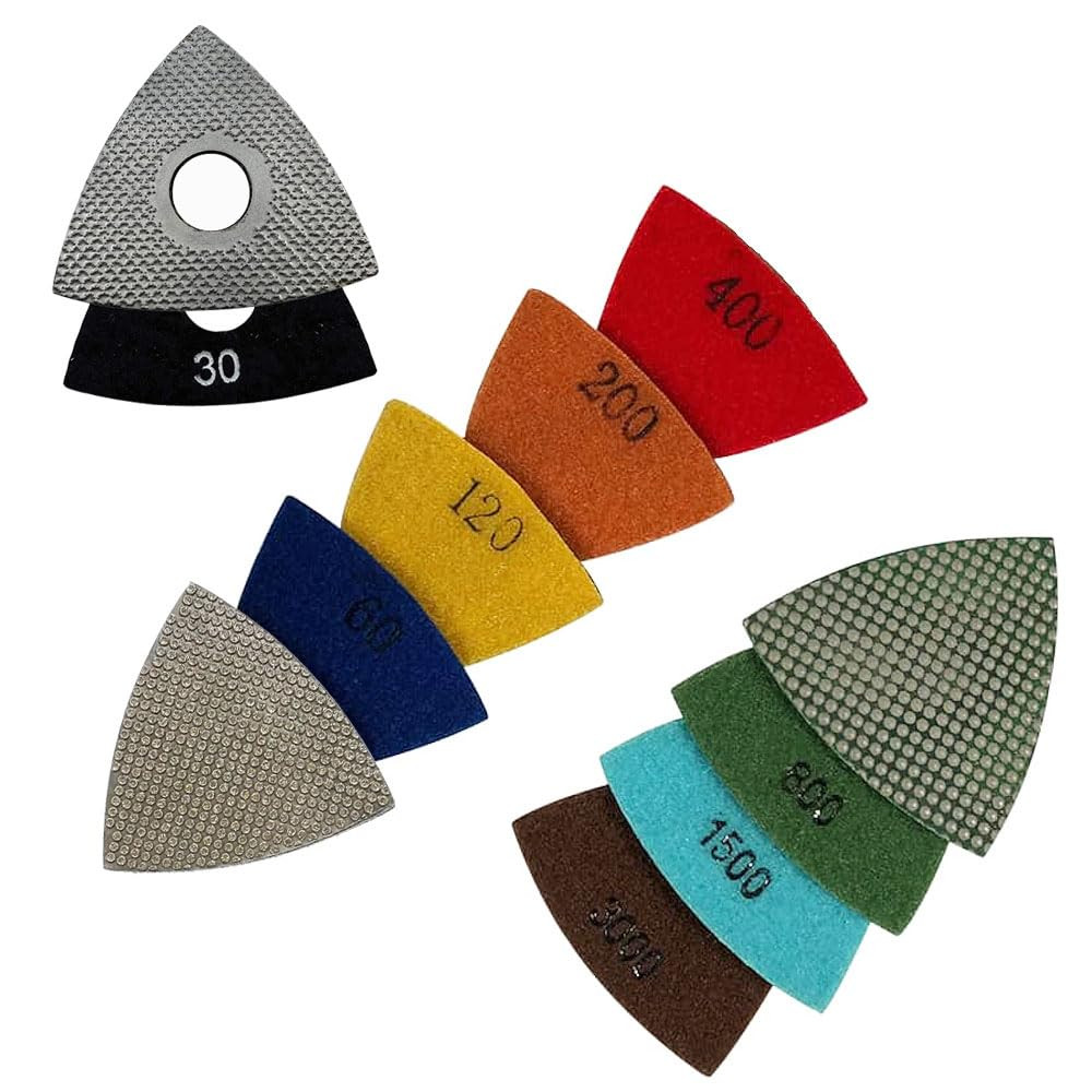 3" Triangular Diamond Grinding/Polishing Pads for Oscillating Multi-Tools, 30, 6