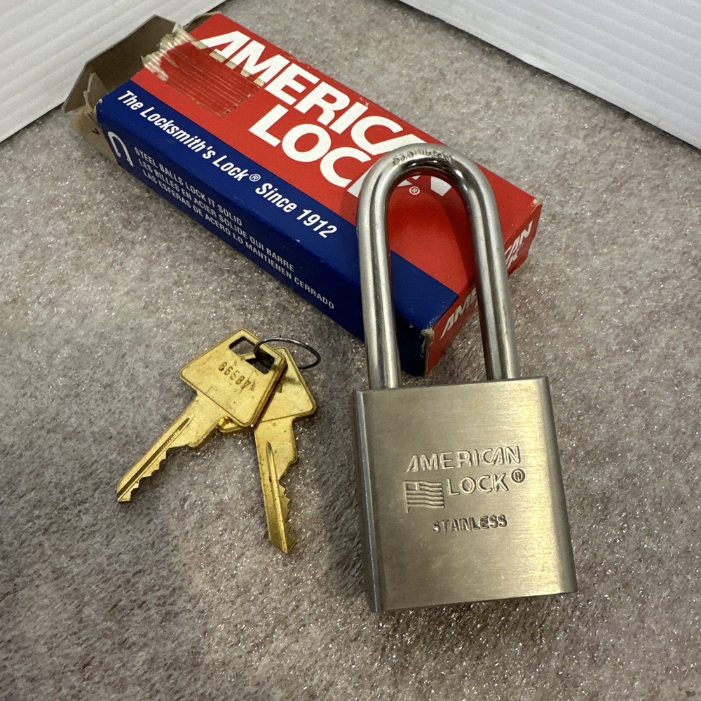 American Lock A5401 Padlock, Long Shackle, Rectangular Solid Stainless free ship