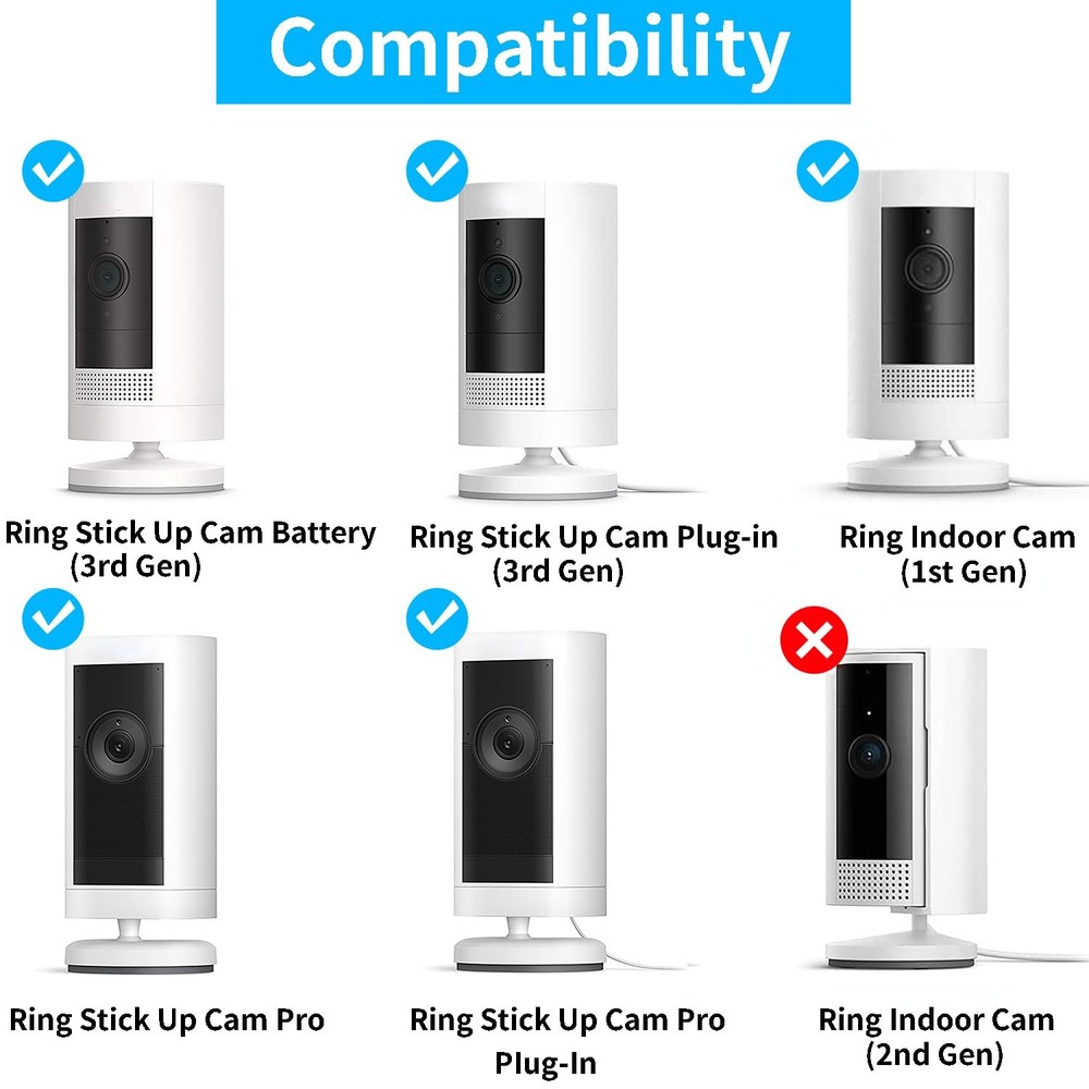 2 Pack Adjustable Security Wall Mount for Ring Camera&Stick Up Cam Black