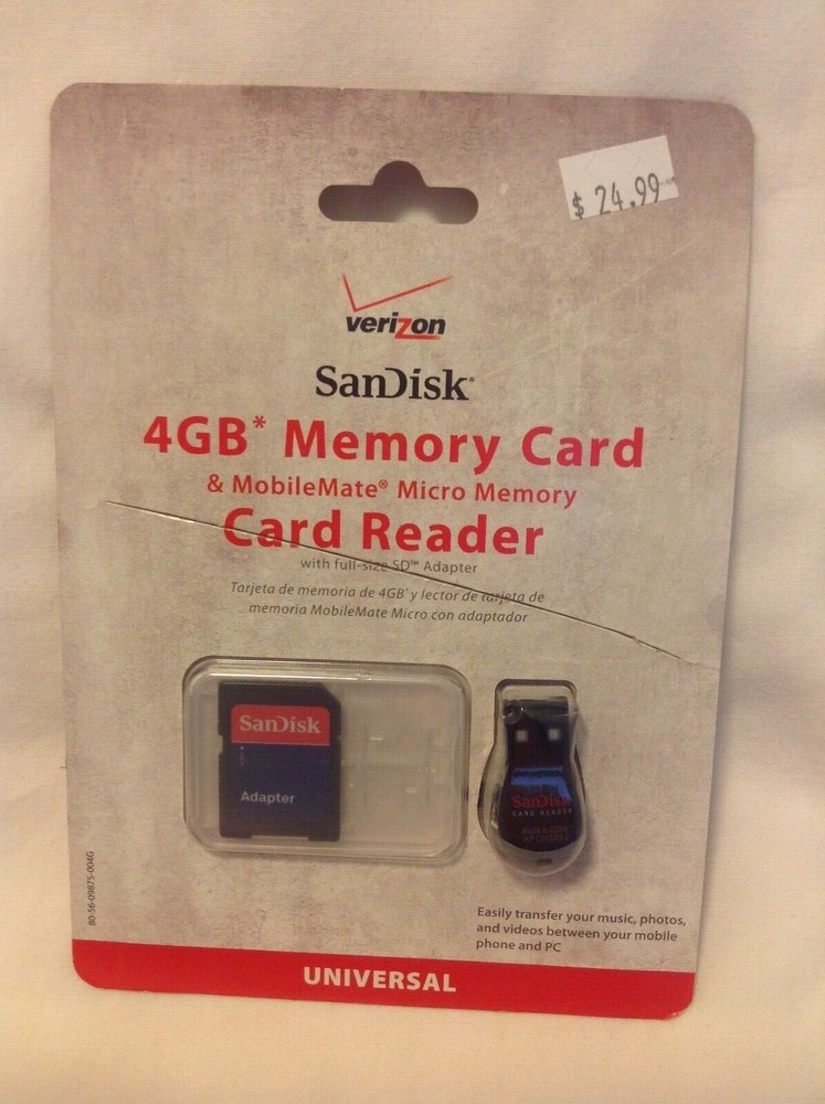 Verizon SanDisk 4GB Memory Card NEW in package