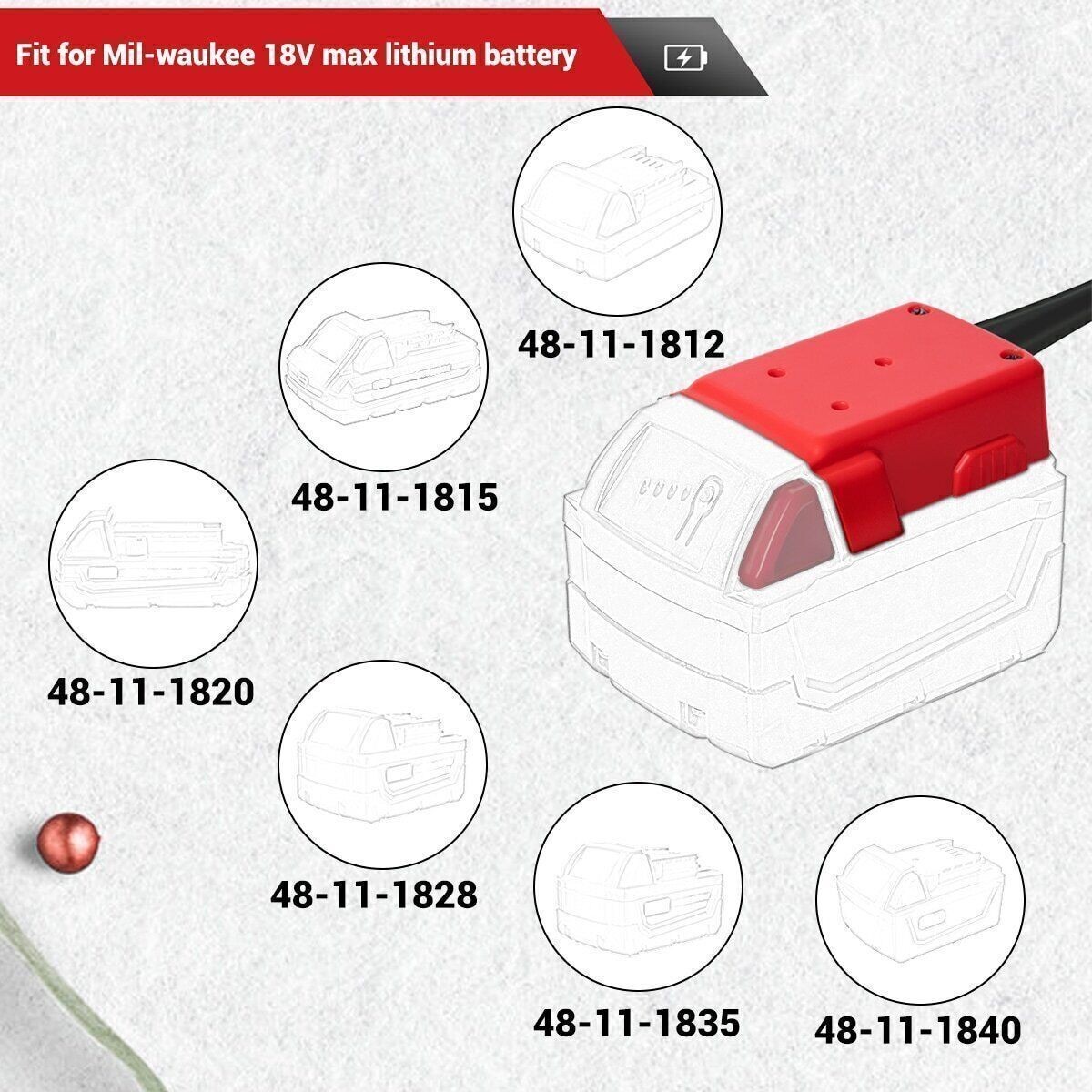5.9FT Jumper Cable Clamps For Milwaukee 18V Li-ion Battery Jumper Starter 8AWG