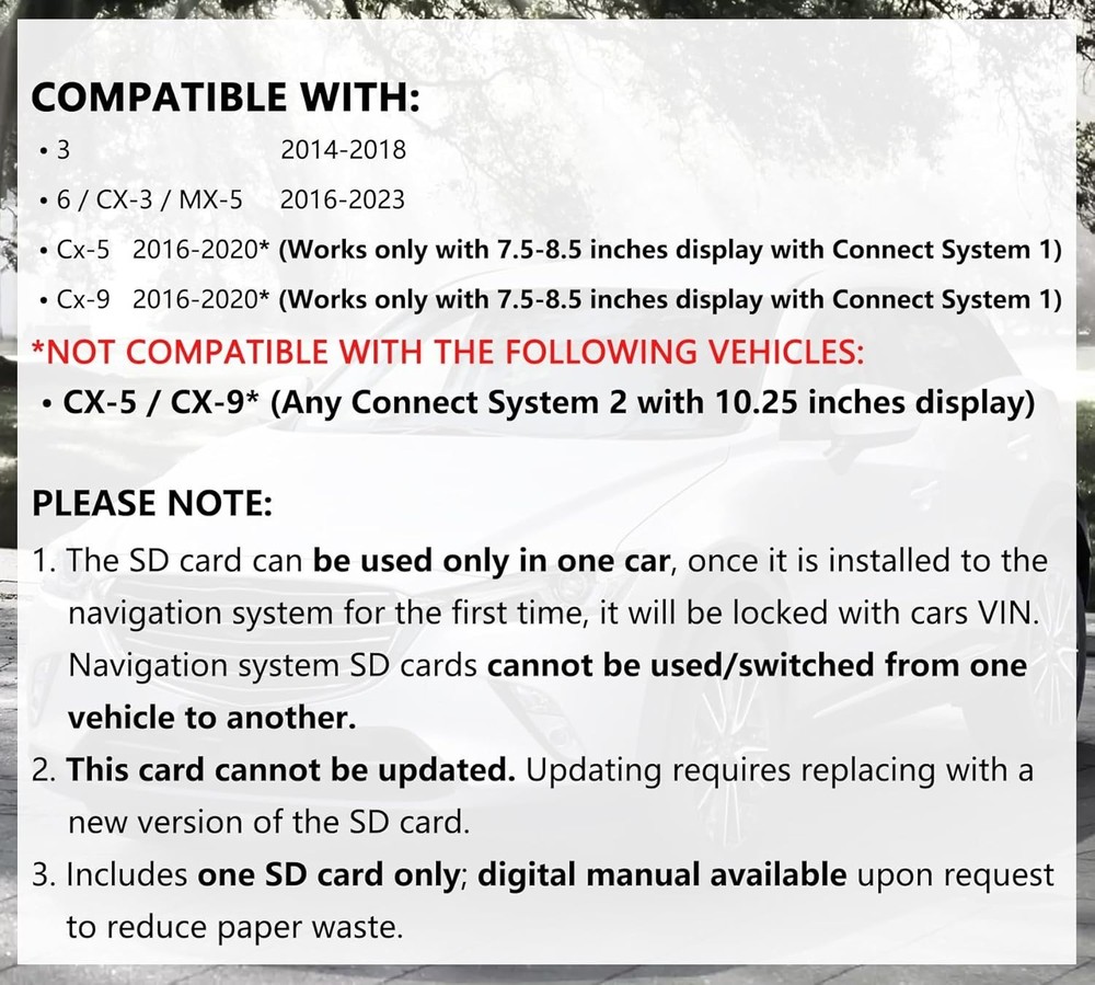 Upgraded Navigation SD Card - , Offline GPS Map & HUD Support, Compatible wit...