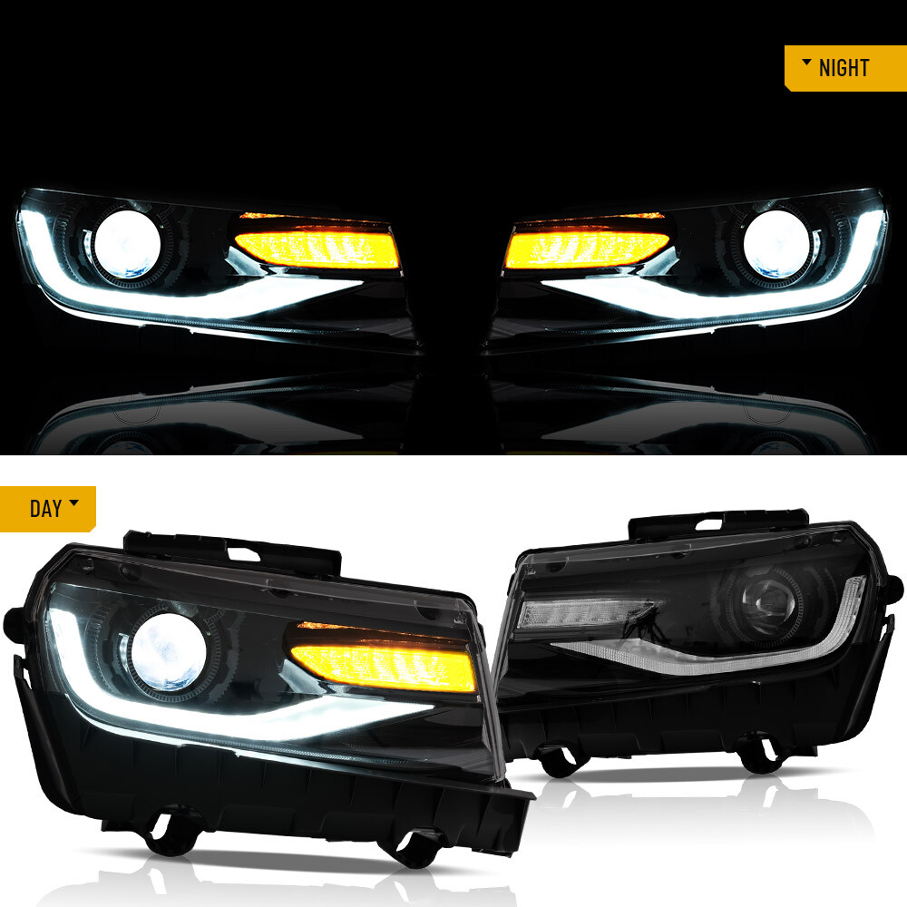 For 2014 2015 Chevy Camaro Upgrade 6th Gen Style Headlights Projector LED DRL'S
