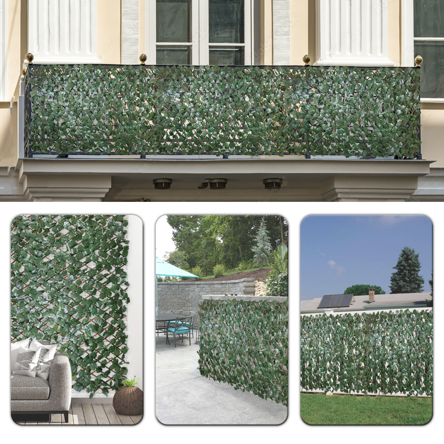Expandable Artificial Faux Maple Leaf Home Decor Privacy Fence Wood Panel Screen