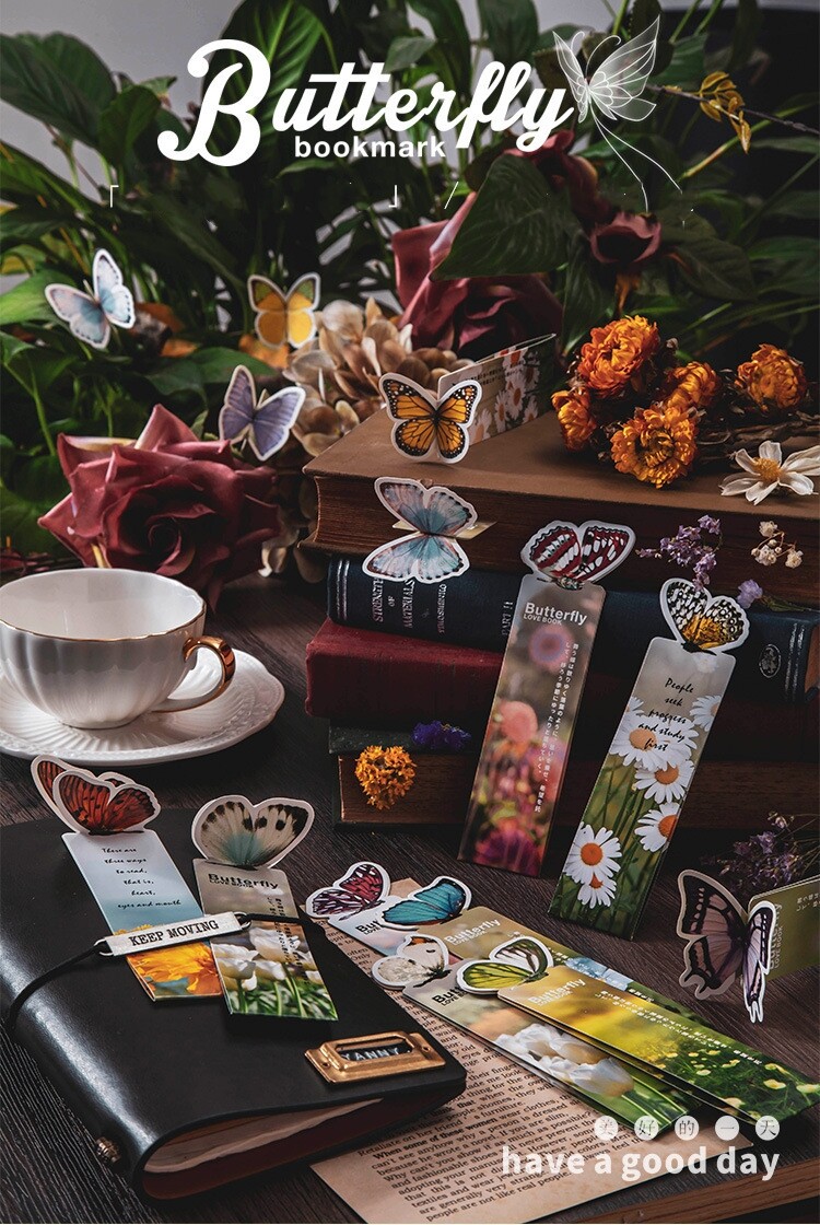 5 Butterfly / Pack 3D Design Flowers Bookmark Reading Readers Gift US Shipping