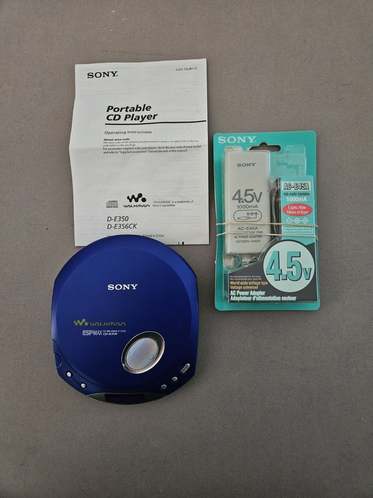 Sony Walkman ESP-MAX D-E350 -Vintage Blue- BUNDLE - Power Tested!