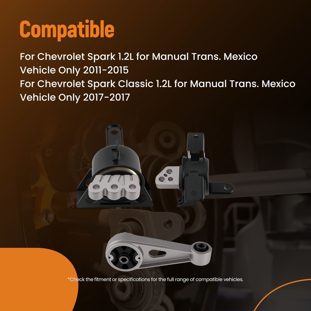 3x Engine Motor & Transmission Mount For Chevy Spark Classic 1.2L 2017-2017