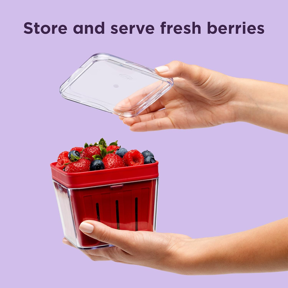 Bramble Berry Basket and Colander (1-Quart, Cherry)