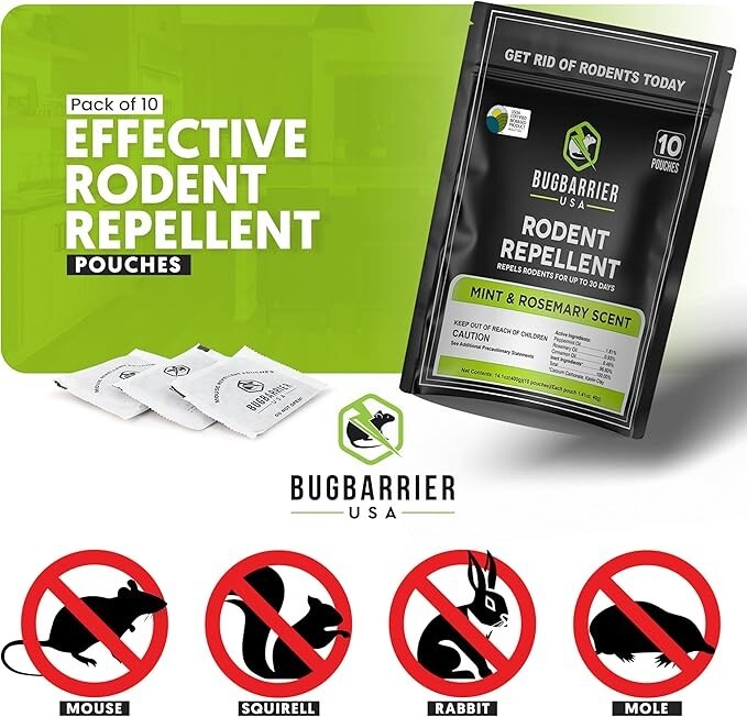 BugBarrier's Extra-Strength Mouse Mint & Rosemary Scent 10 Pouches