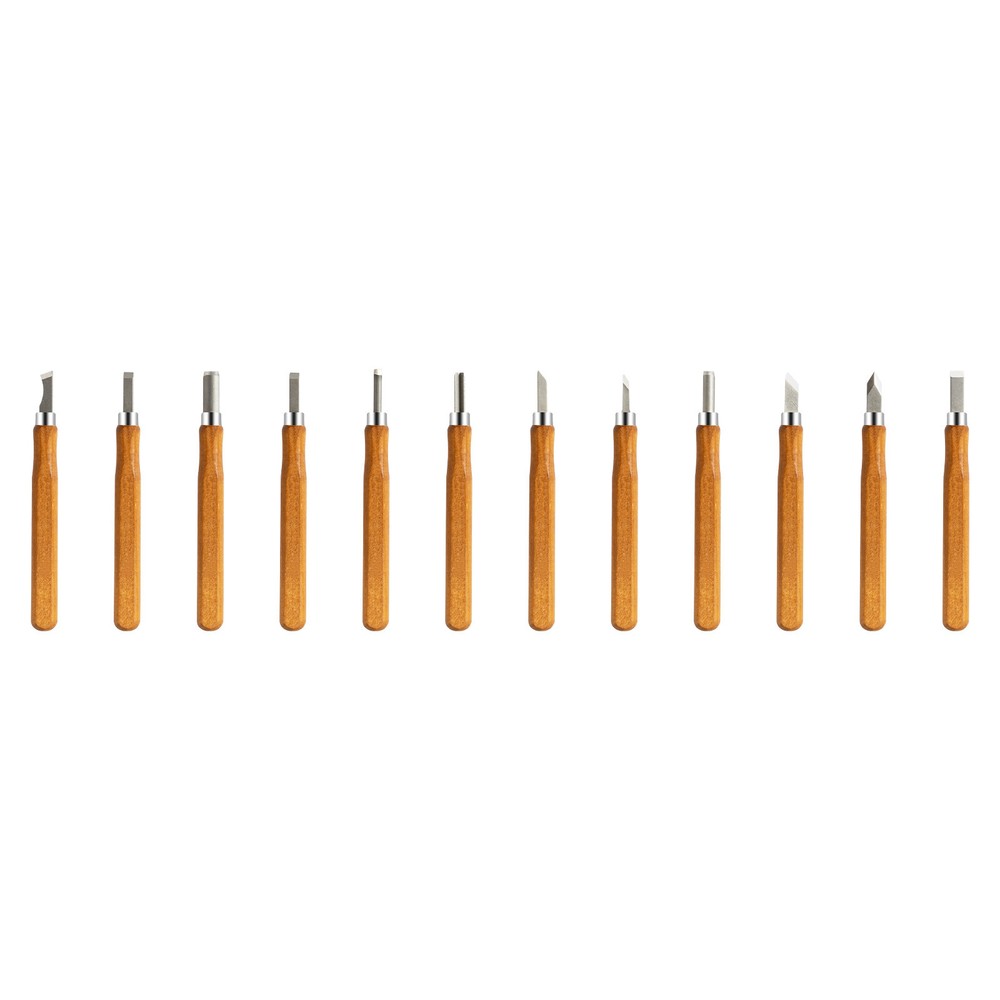 12Pcs Professional Wood Carving Hand Chisel Tool Set Woodworking Gouges Steel